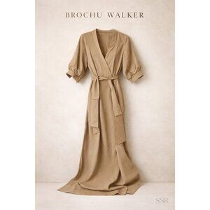 Brochu Walker Aurel Midi Dress Sahara Beige Modal Blend Wrap Belted Size S